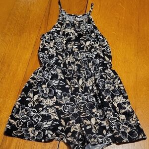 Old Navy Black and Cream Floral Romper